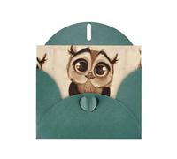 WHJSHOP Carte de vœux vert foncé avec motif chouette mignon 10,2 x 15,2 cm pour Noël, anniversaire d'enfant, Saint-Valentin, anniversaire de mariage et invitations de fête