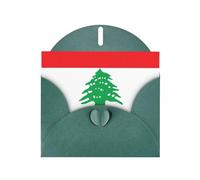 WHJSHOP Carte de vœux vert foncé avec motif drapeau du Liban 10,2 x 15,2 cm pour Noël, anniversaire d'enfant, Saint-Valentin, anniversaire de mariage et invitations de fête