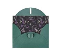 WHJSHOP Carte de vœux vert foncé avec motif effrayant gothique violet noir 10,2 x 15,2 cm pour Noël, anniversaire d'enfant, Saint-Valentin, anniversaire de mariage et invitations de fête