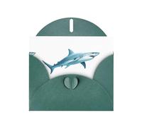 WHJSHOP Carte de vœux vert foncé avec motif requin, panier argenté, parfaite pour la Saint-Valentin, un anniversaire de mariage et des invitations de fête