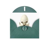 WHJSHOP Carte de vœux vert foncé avec motif squelette en coquille d'œuf, parfaite pour la Saint-Valentin, un anniversaire de mariage et des invitations de fête