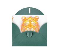 WHJSHOP Carte de vœux vert foncé avec motif tigre flammes féroces de 10,2 x 15,2 cm pour Noël, anniversaire d'enfant, Saint-Valentin, anniversaire de mariage et invitations de fête