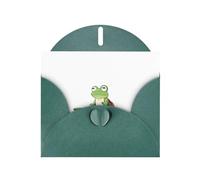 WHJSHOP Carte de vœux vert foncé grenouille guide sur un bateau imprimée parfaite pour la Saint-Valentin, un anniversaire de mariage et des invitations de fête