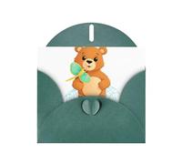 WHJSHOP Carte de vœux vert foncé « Little Bear in the net bag » - Parfaite pour la Saint-Valentin, un anniversaire de mariage et des invitations de fête