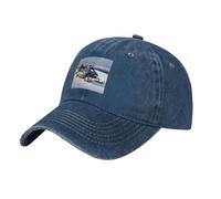 WHJSHOP Casquette de baseball de cowboy noire avec impression de motoneige - Chapeau réglable en coton pour homme et femme - Respirant et élégant, bleu marine, Taille unique