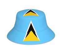 WHJSHOP Chapeau bob imprimé drapeau de sainte lucie réfléchissant homme femme décontracté extérieur noir