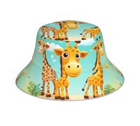 WHJSHOP Chapeau bob réfléchissant avec imprimé girafes mignonnes pour homme et femme - Noir
