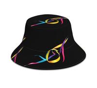 WHJSHOP Chapeau bob réfléchissant imprimé avec ruban rotatif coloré pour homme et femme, décontracté, noir