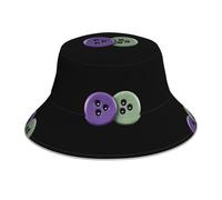 WHJSHOP Chapeau bob réfléchissant imprimé boutons colorés hommes et femmes décontracté extérieur noir