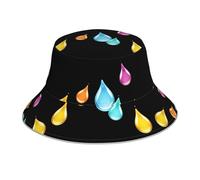 WHJSHOP Chapeau bob réfléchissant imprimé gouttes d'eau en verre coloré pour hommes et femmes décontracté extérieur noir