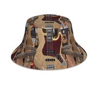 WHJSHOP Chapeau bob réfléchissant imprimé instrument de musique guitare homme femme voyage camping randonnée noir