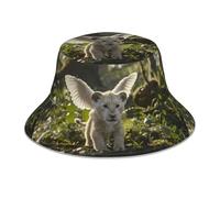 WHJSHOP Chapeau bob réfléchissant imprimé lion ailé mignon hommes et femmes décontracté extérieur noir