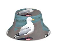 WHJSHOP Chapeau bob réfléchissant imprimé mouette mignon pour homme et femme, pour voyage, camping, randonnée, noir
