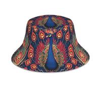 WHJSHOP Chapeau bob réfléchissant imprimé paon coloré pour hommes et femmes décontracté extérieur noir