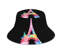 WHJSHOP Chapeau bob réfléchissant imprimé Tour Eiffel coloré pour homme et femme Noir