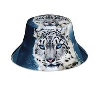 WHJSHOP Chapeau cloche réfléchissant avec imprimé léopard des neiges aux yeux bleus pour homme et femme, pour voyage, camping, randonnée