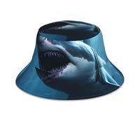 WHJSHOP Chapeau cloche réfléchissant respirant avec imprimé requin blanc pour homme et femme, pour voyage, camping