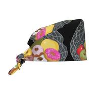 WHJSHOP Chapeau de chef pour homme et femme - Motif fruits et beignets dans un sac en filet - Noir