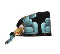 WHJSHOP Chapeau de chef pour homme et femme - Motif hérisson mangeant un hamburger sur le canapé - Noir