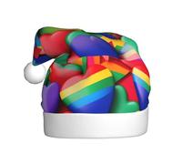 WHJSHOP Chapeau de Noël arc-en-ciel Gay Pride avec image de cœurs pour adulte Halloween fête