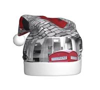 WHJSHOP Chapeau de Noël en peluche pour adulte avec imprimé cabine téléphonique londonienne rouge avec toucher doux pour les fêtes de vacances et les danses adapté pour les hommes et les femmes