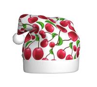 WHJSHOP Chapeau de Noël en peluche pour adulte avec imprimé cerises rouges doux au toucher pour les fêtes de vacances et les danses adapté aux hommes et aux femmes