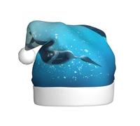 WHJSHOP Chapeau de Noël en peluche pour adulte avec imprimé dauphin doux au toucher pour les fêtes de vacances et les danses adapté pour les hommes et les femmes