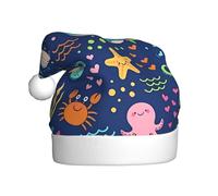 WHJSHOP Chapeau de Noël en peluche pour adulte avec imprimé poisson de mer doux au toucher pour les fêtes de vacances et les danses, adapté pour les hommes et les femmes