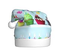 WHJSHOP Chapeau de Noël en peluche pour adulte - Imprimé cupcakes - Doux au toucher - Pour les fêtes de vacances et les danses - Convient pour les hommes et les femmes