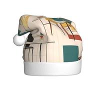 WHJSHOP Chapeau de Noël en peluche pour adulte - Imprimé moderne du milieu du siècle avec toucher doux pour les fêtes de vacances et les danses - Convient aux hommes et aux femmes