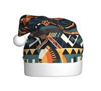 WHJSHOP Chapeau de Noël en peluche pour adulte - Texture ethnique tribale africaine - Doux au toucher - Pour les fêtes de vacances et les danses - Convient aux hommes et aux femmes