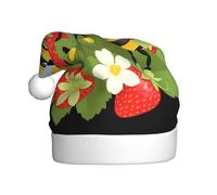 WHJSHOP Chapeau de Noël en peluche pour homme et femme Motif petite abeille sur fleur de fraise