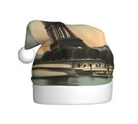 WHJSHOP Chapeau de Noël imprimé carte postale vintage Paris pour adulte Design doux, léger et moelleux pour homme et femme