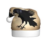 WHJSHOP Chapeau de Noël imprimé corbeau noir pour adulte, ce qui en fait un cadeau amusant et durable pour homme et femme