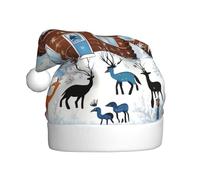 WHJSHOP Chapeau de Noël imprimé faon d'hiver pour adulte, doux, léger et moelleux pour homme et femme