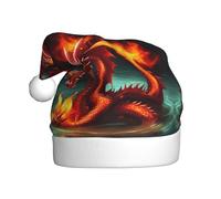 WHJSHOP Chapeau de Noël imprimé Roi Dragon dans le feu pour adulte Convient pour Halloween, Noël et Nouvel An
