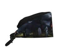 WHJSHOP Chapeau de travail respirant avec impression Cottage dans le cimetière pour chef, soins infirmiers, spa, soins du visage, fitness Noir