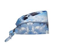 WHJSHOP Chapeau de travail respirant avec impression d'avion volant pour chef, infirmière, spa, soins du visage, fitness noir