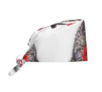 WHJSHOP Chapeau de travail respirant avec impression de chat pour chef, infirmière, spa, soins du visage, fitness noir