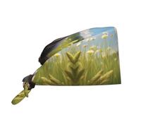 WHJSHOP Chapeau de travail respirant avec impression de furet pour chef, infirmière, spa, soins du visage, remise en forme - Noir