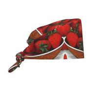 WHJSHOP Chapeau de travail respirant avec imprimé fraises mignonnes pour chef, infirmière, spa, soins du visage, fitness noir