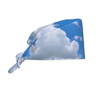 WHJSHOP Chapeau de travail respirant avec motif nuages blancs dans le ciel pour chef, soins infirmiers, spa, soins du visage, fitness