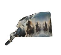 WHJSHOP Chapeau de Travail Respirant Chevaux Courir Sauvage dans la Rivière Impression pour Chef, Soins du Visage, Spa Soins du Visage, Fitness Noir