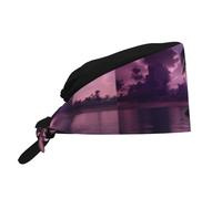 WHJSHOP Chapeau de Travail Respirant Coco Tree in The Lake Impression pour Chef, Soins du Visage, Soins du Visage, Fitness Noir