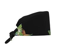 WHJSHOP Chapeau de travail respirant grenouille guide touristique sur un bateau impression pour chef, infirmière, spa, soins du visage, fitness noir