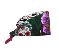 WHJSHOP Chapeau de Travail Respirant Jour des Morts Impression pour Chef, Soins du Visage, Soins du Visage, Fitness Noir
