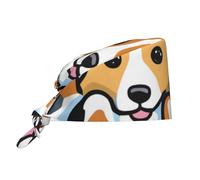 WHJSHOP Chapeau de travail respirant motif Corgi pour chef, infirmière, spa, soins du visage, fitness noir