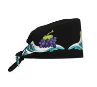 WHJSHOP Chapeau de travail respirant motif raisins dans les vagues pour chef, soins infirmiers, spa, soins du visage, fitness