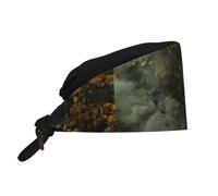 WHJSHOP Chapeau de Travail Respirant Nuages Sous L'Abysse Impression Pour Chef Soins Soins Du Visage Fitness Noir