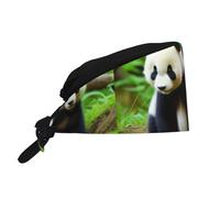 WHJSHOP Chapeau de Travail Respirant Panda Cubs dans la Forêt Impression pour Chef, Soins du Visage, Soins du Visage, Fitness Noir